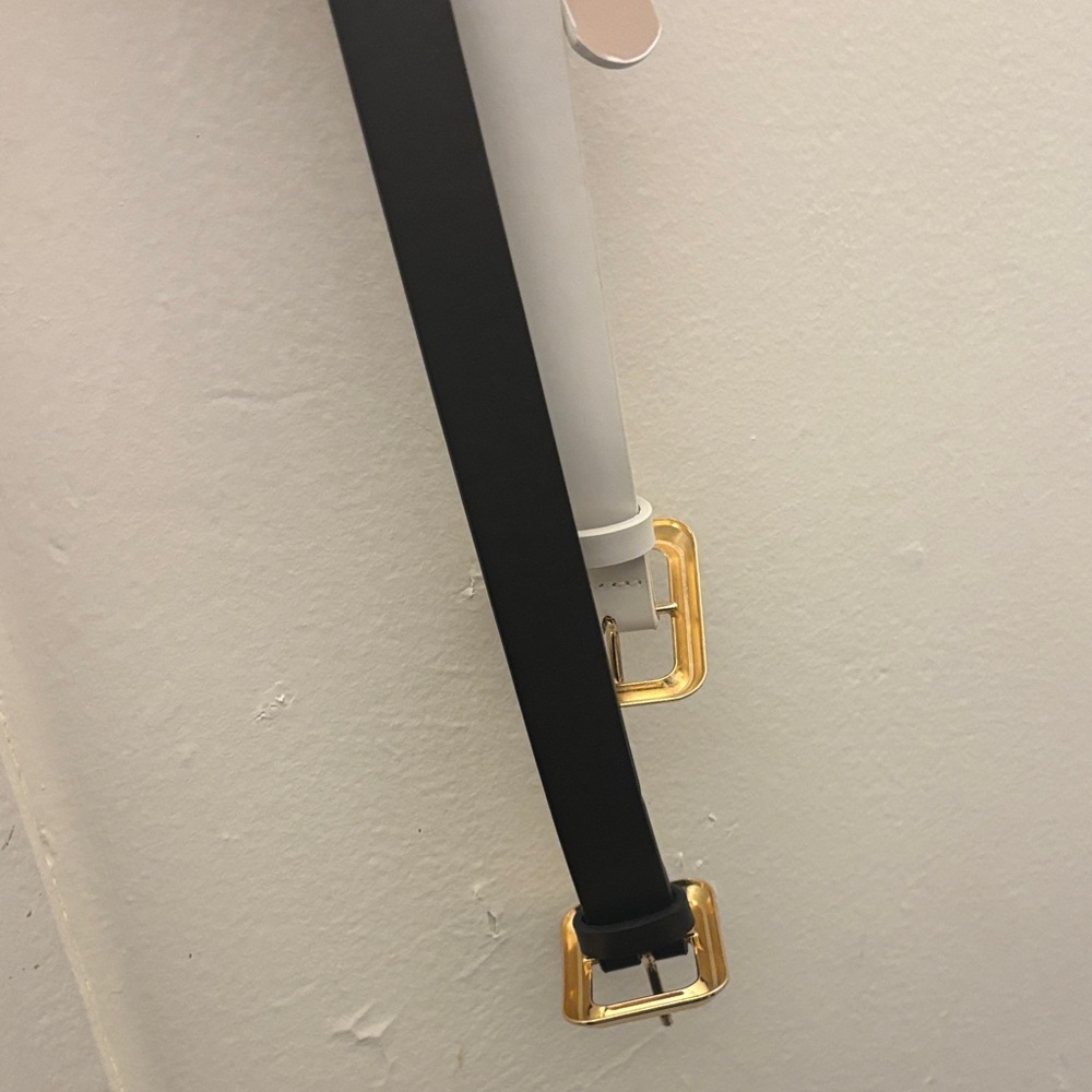 Black and White Belts with Gold Buckles